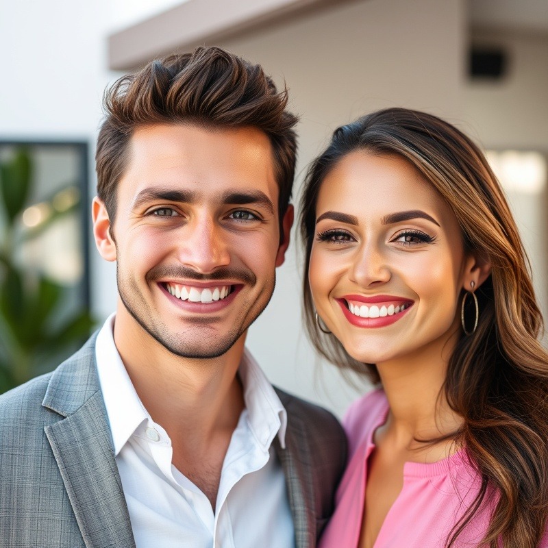Smiling male realtor with partner.