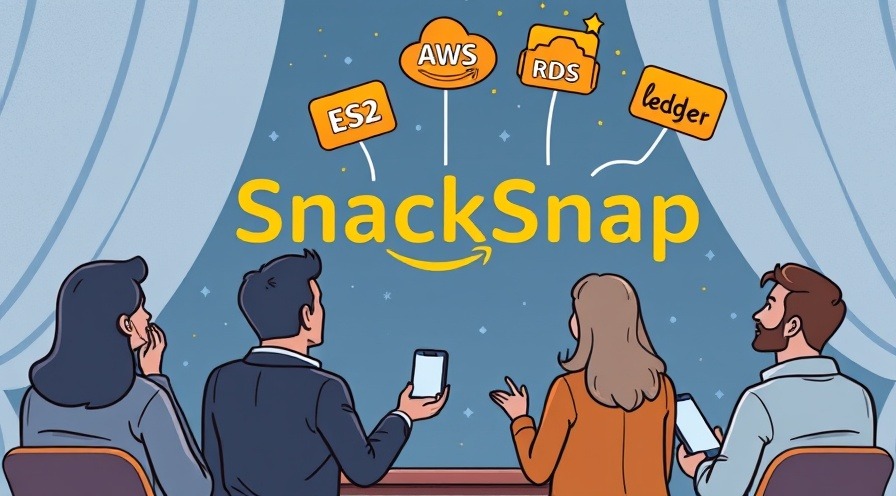 Modern illustrated cover of a startup duo showcasing SnackSnap app with AWS services.