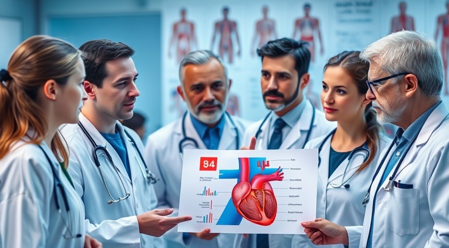 Medical professionals discussing valvular heart disease with an anatomical diagram.