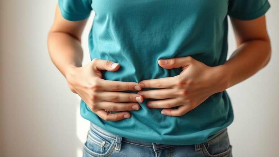 Thoughtful person in casual attire reflecting on gut health and dietary choices.