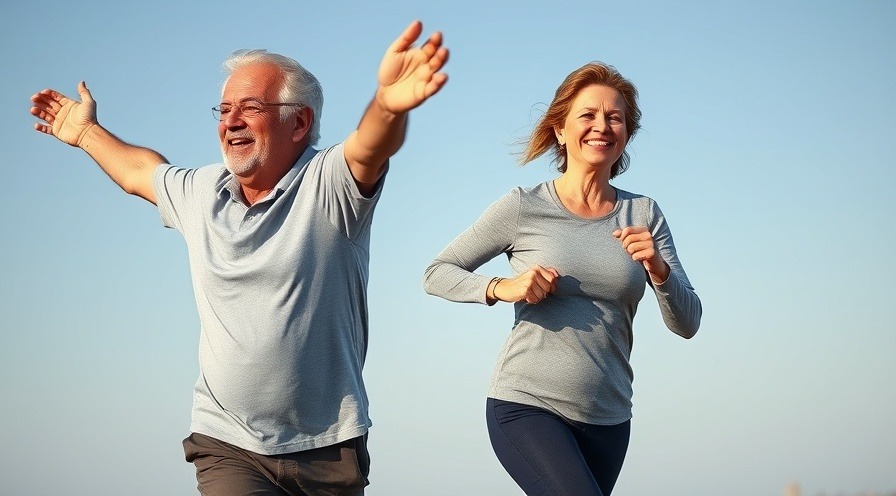 Energetic middle-aged couple exercising, embodying health while talking with doctors.