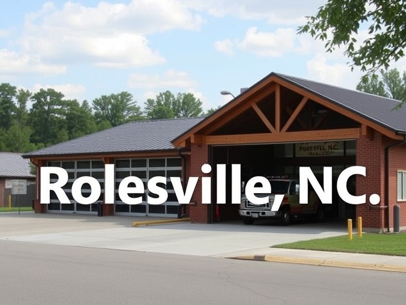Modern fire station in Rolesville, NC with clear signage.