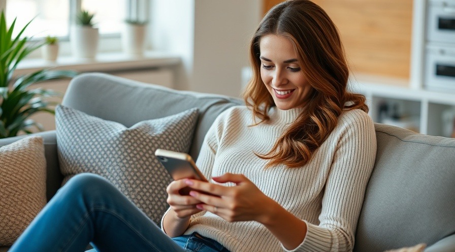 woman enjoying her mobile device.