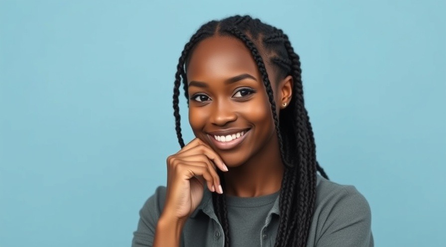 Confident woman with braids, smiling thoughtfully about hormones and food cravings.
