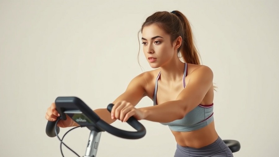 Determined young woman on a stationary bike for fat burning workouts.