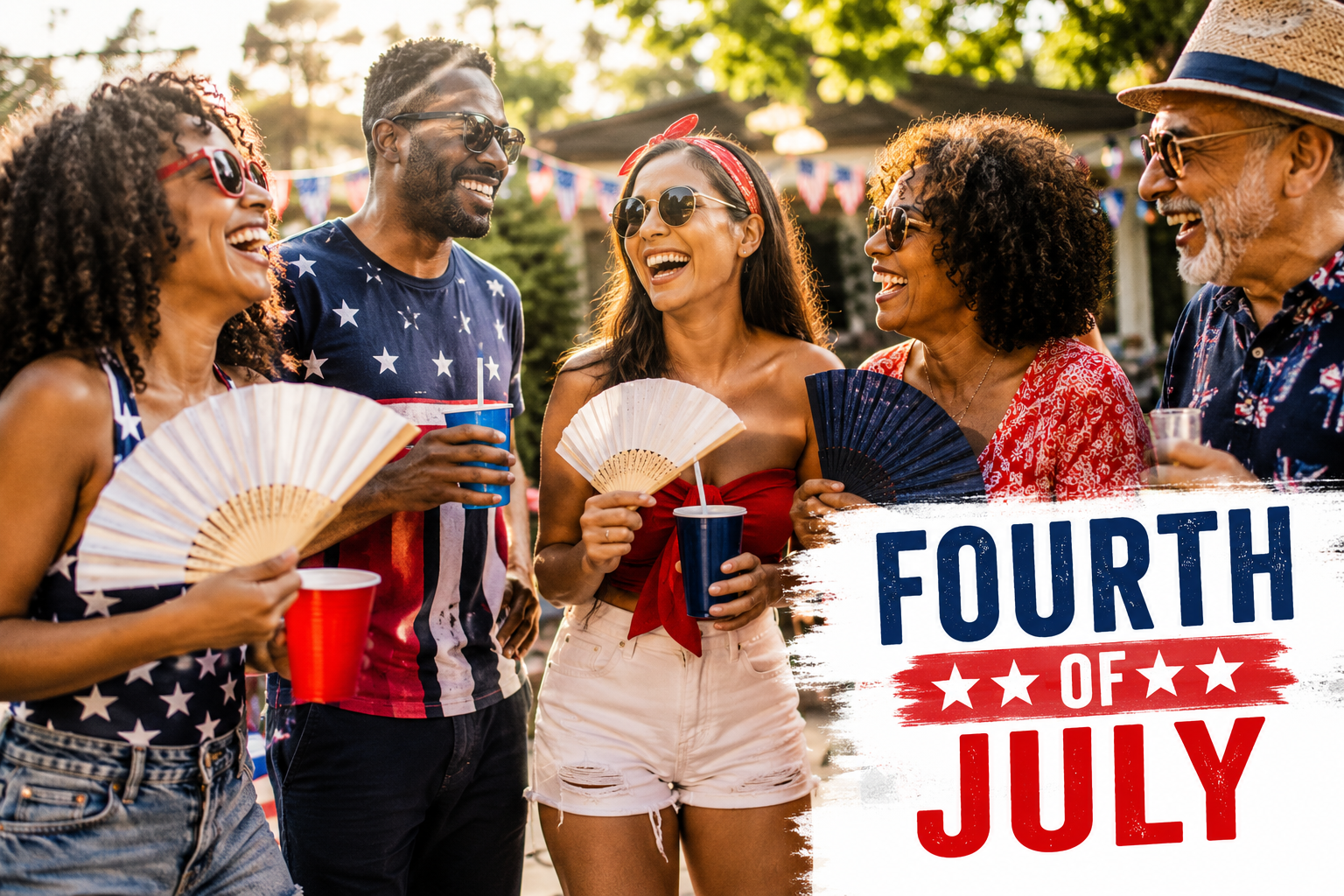 Backyard celebrating together on the Fourth of July