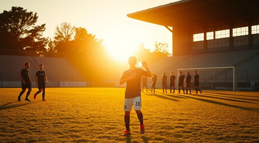 Teenage soccer player leaving a golden-hour field, embodying achievement and camaraderie.