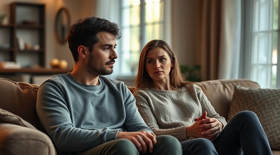 Young couple discussing marginal zone lymphoma treatment innovations in a cozy living room.