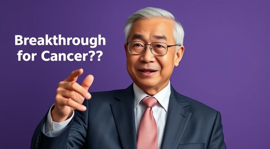 Older male doctor in a suit gestures seriously, highlighting immunotherapy breakthrough for cancer.