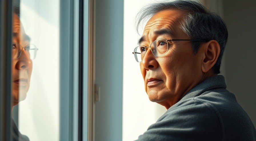 Contemplative man with hopeful expression in soft morning light.