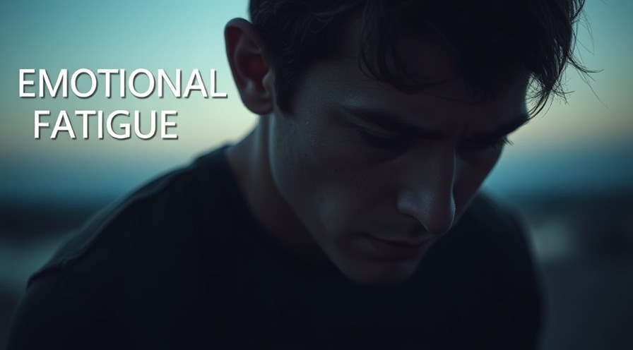 Emotional fatigue: weary person gazing down, soft lighting, shadowed face, muted colors.