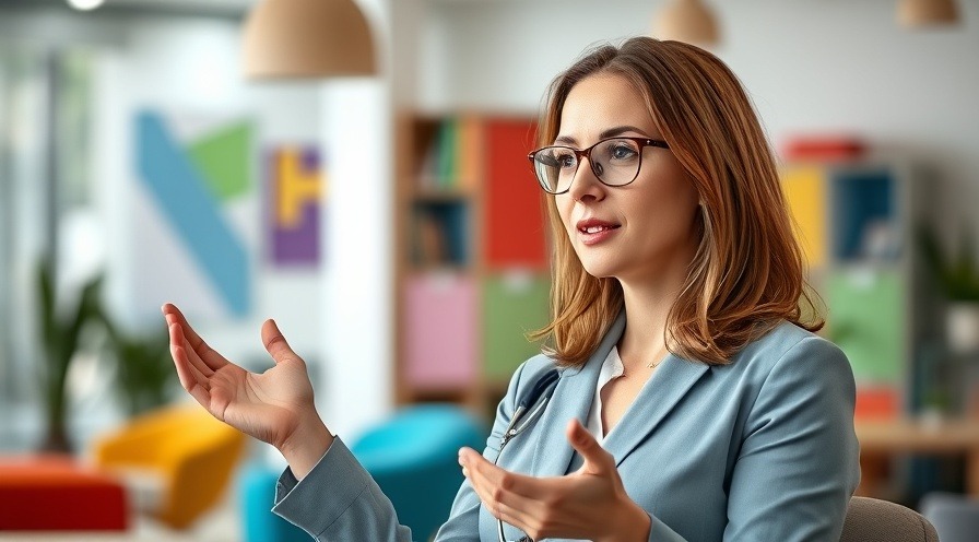 Professional woman discussing magnesium benefits for menopause health in a bright office.