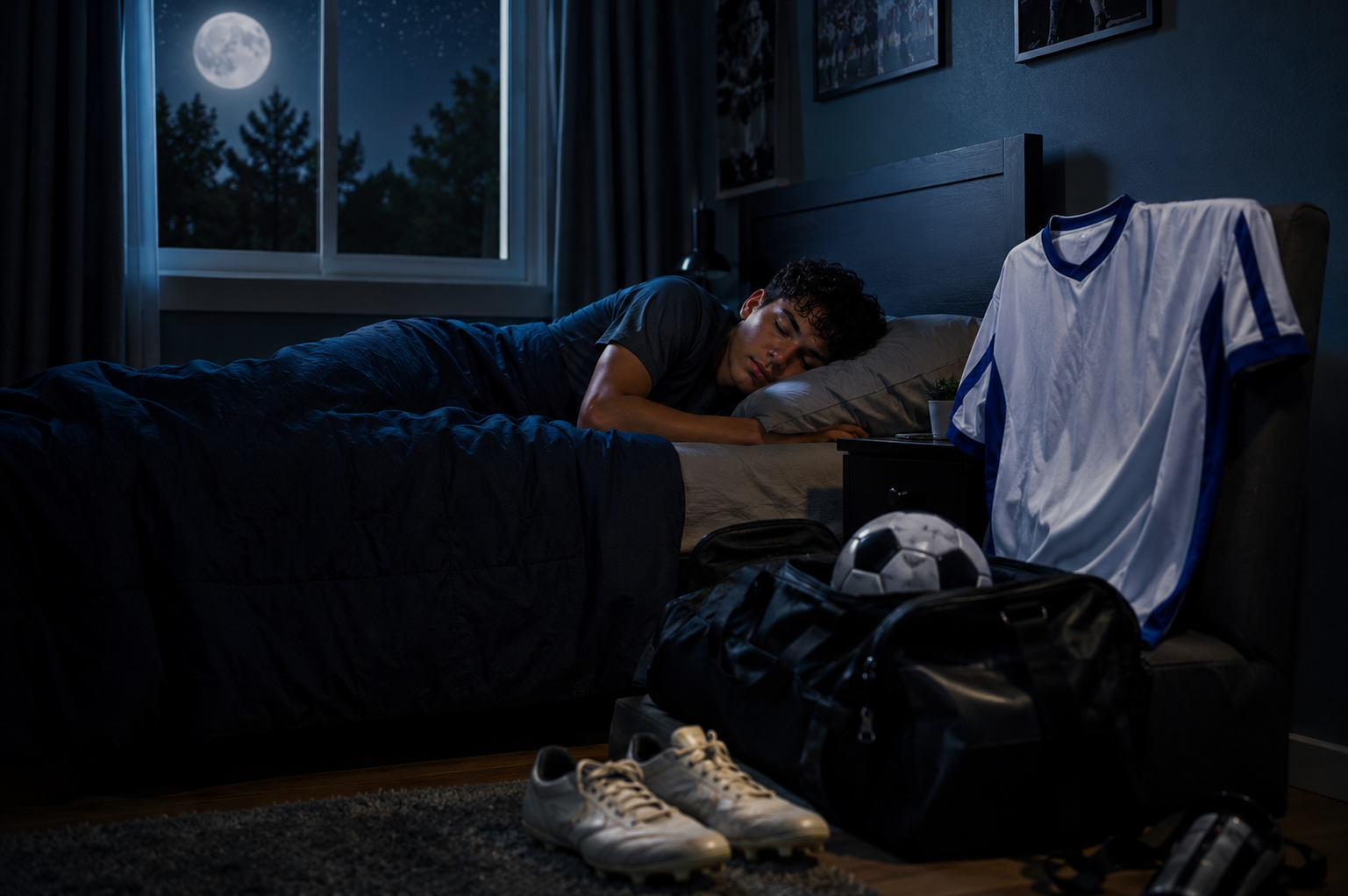 Soccer player getting proper sleep