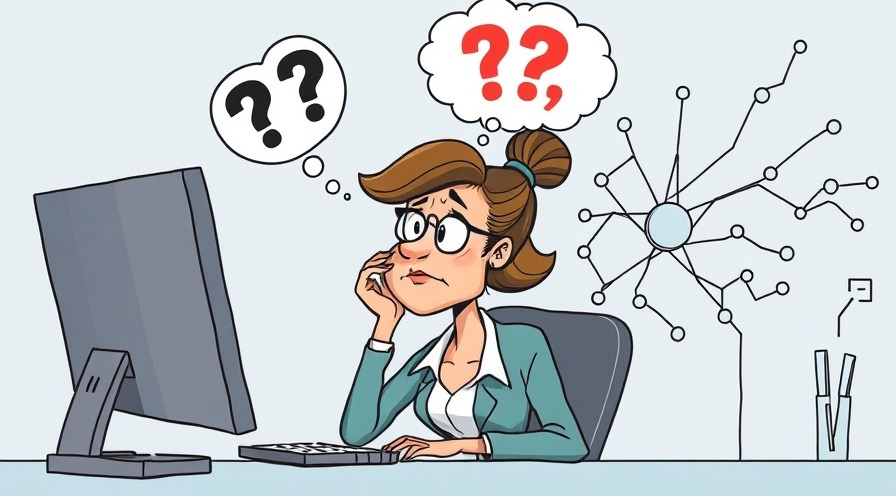 Frustrated female IT worker caricature 