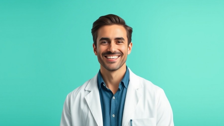 Smiling man in a white coat promoting natural remedies for health.