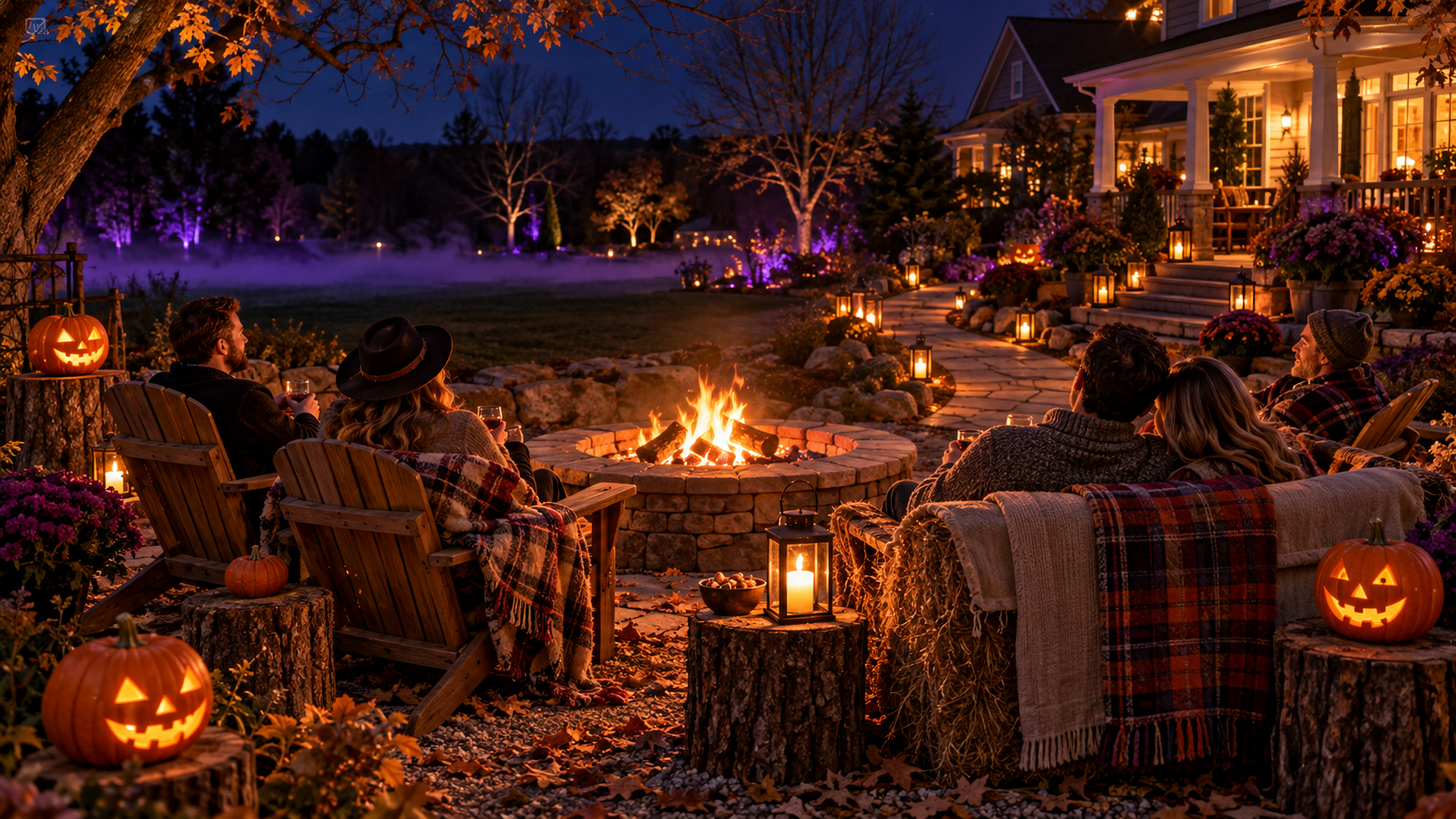 Cozy Backyard Halloween Fire Pit 