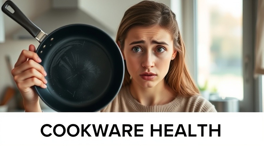 Concerned woman inspecting toxic cookware in soft morning light.