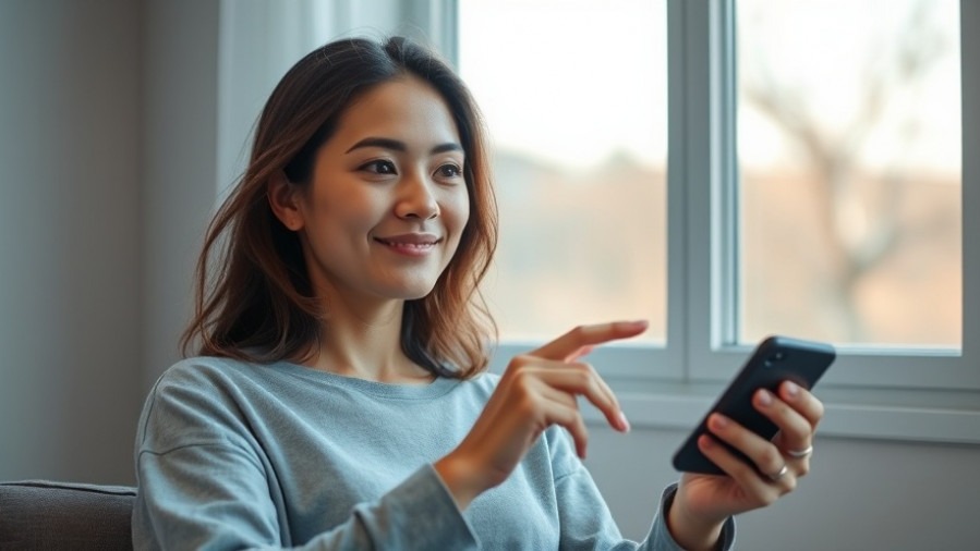 A serene woman confidently turning off a wireless device for EMF protection.