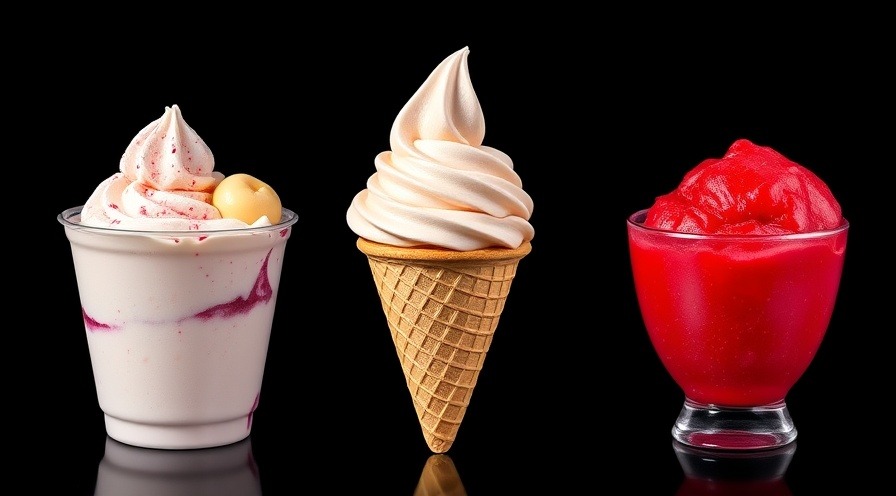 Vivid frozen treats: frozen yogurt, ice cream, and sorbet comparison on black background.