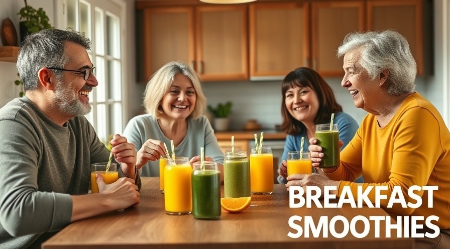 A joyful multigenerational family enjoying nutritious smoothies, showcasing parental health benefits.