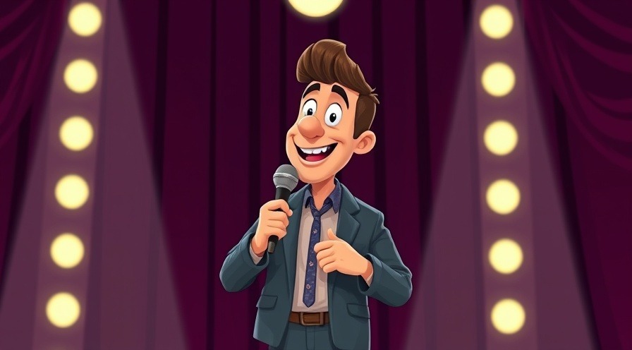 cartoon of comedian on stage