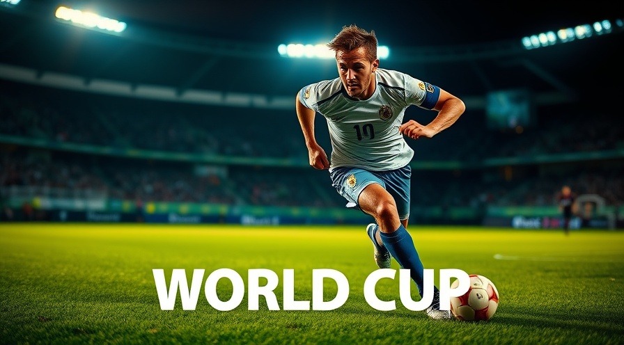 Dynamic male soccer player sprinting passionately on a lush green pitch under stadium lights.