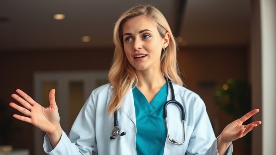 Confident female medical doctor discusses menopause weight gain solutions.