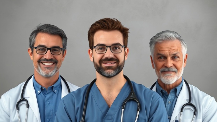 Three doctors discussing depression, showcasing diverse opinions in medical attire.