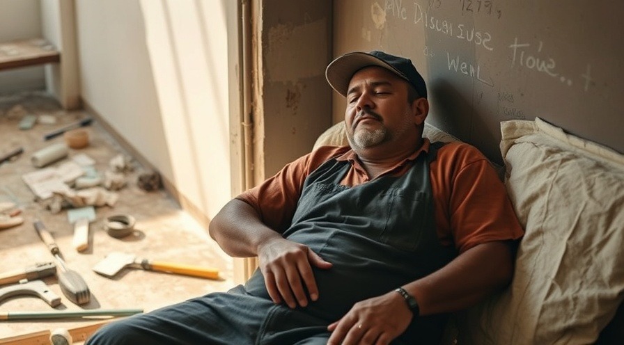 Middle-aged man napping on job, illustrating sleep health tips.