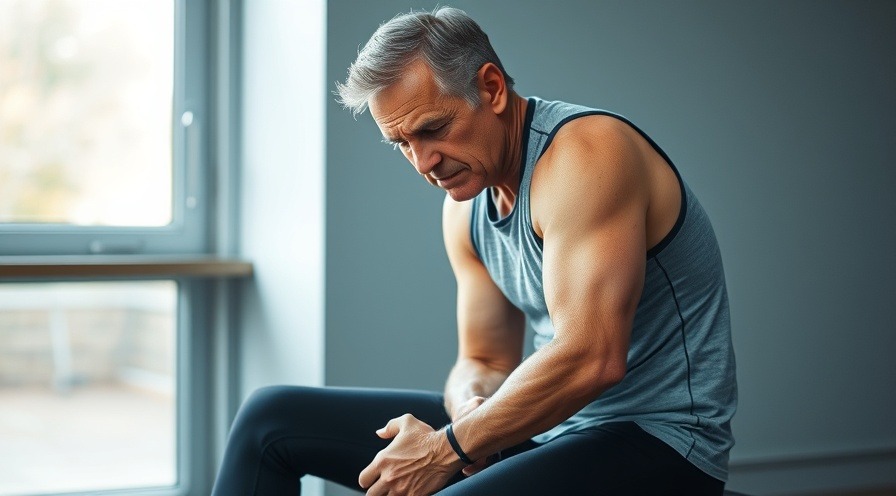 Middle-aged individual focused on tendon health, massaging Achilles tendon during recovery.