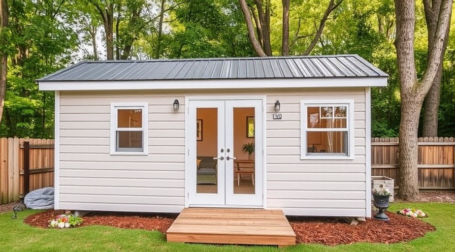 Prefabricated backyard cabin for quick living space expansion.