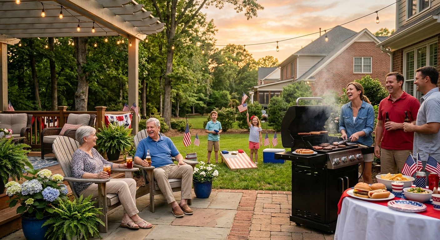 Golden-hour backyard Fourth of July celebration