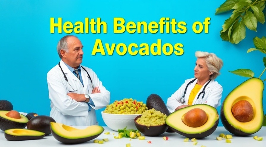Two doctors discussing healthy fats: Benefits of avocados, bright graphic design.