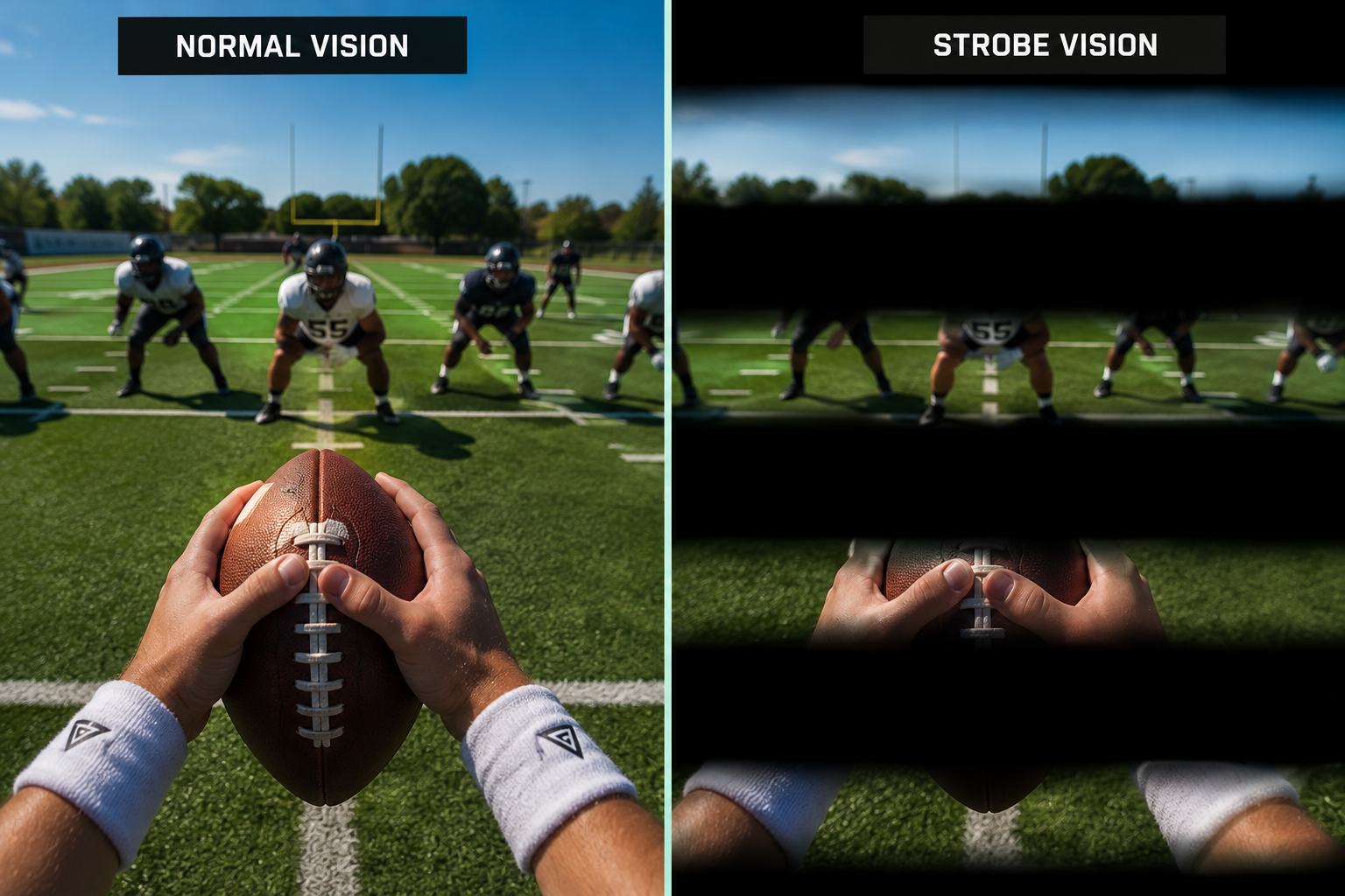 Strobe vision training for Football