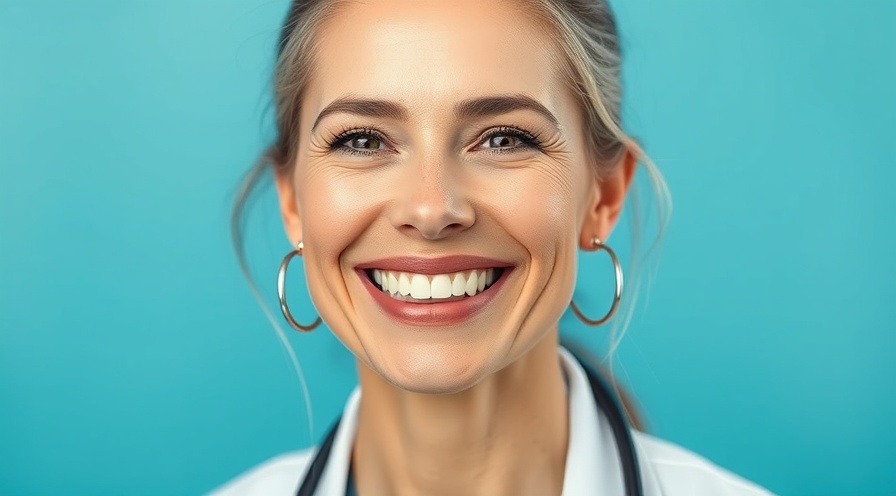 Female dermatologist smiling, promoting preventative care in anti-aging treatments.