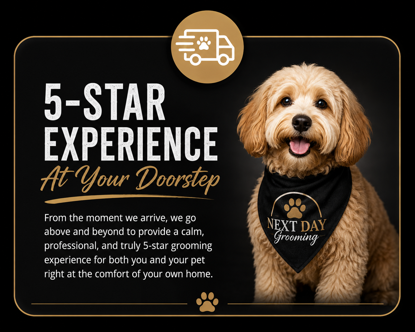 Stress-free dog grooming at your doorstep