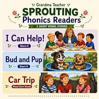 Sprouting Phonics Readers - 3 Short Vowel Stories