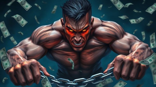 5 Rules of Financial Freedom Ignored illustration with man breaking chains.