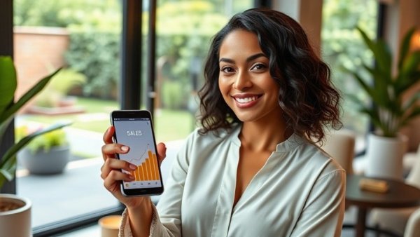 Confident woman showcasing dropshipping success in a luxurious setting.