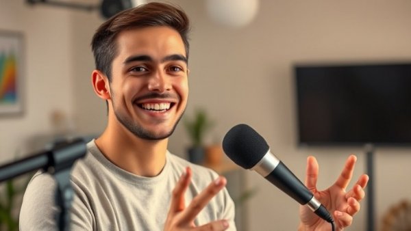 Young man explaining how earning with AI is possible.