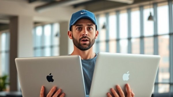 Man with blue cap holding laptops, side hustle roadmap topic