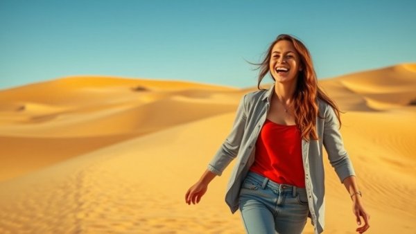 Young couple experiencing financial independence at 25, embracing freedom in the desert.