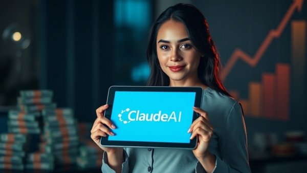 Claude AI Dropshipping success showcased by a confident young woman.
