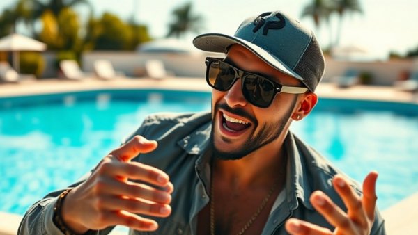 DIY video editing for entrepreneurs: Man explaining poolside tips.