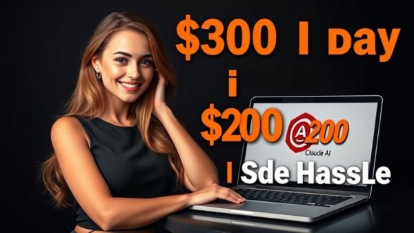 Claude AI side hustles: Woman promoting $300 a day opportunity.
