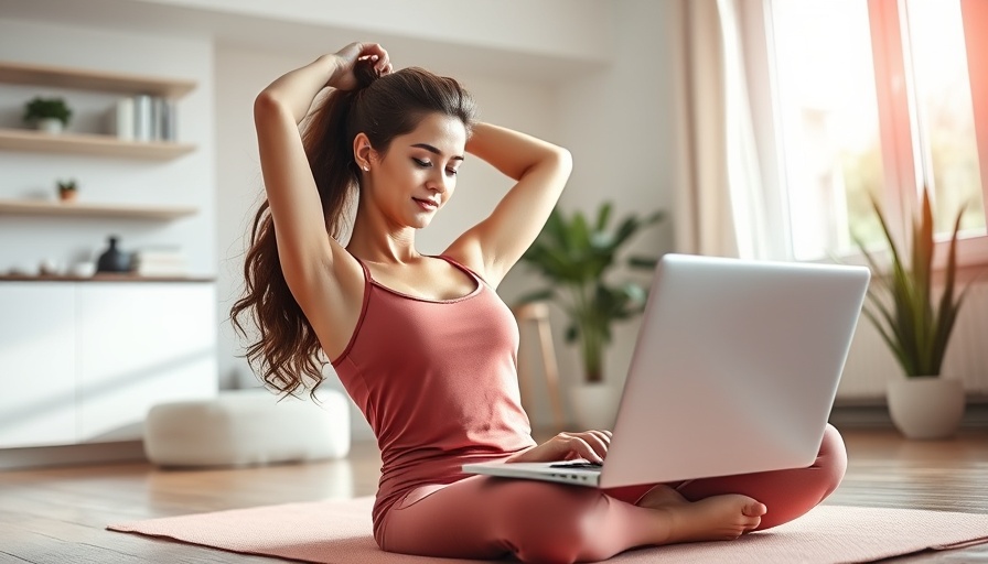 Yoga and laptop multitasking for fitness side hustles.