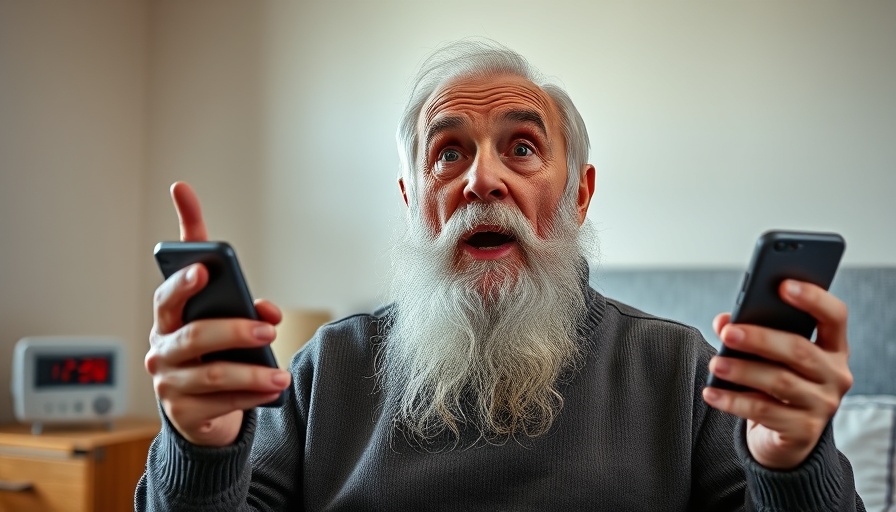 Elderly man surprised with smartphone, earning money online with Google.