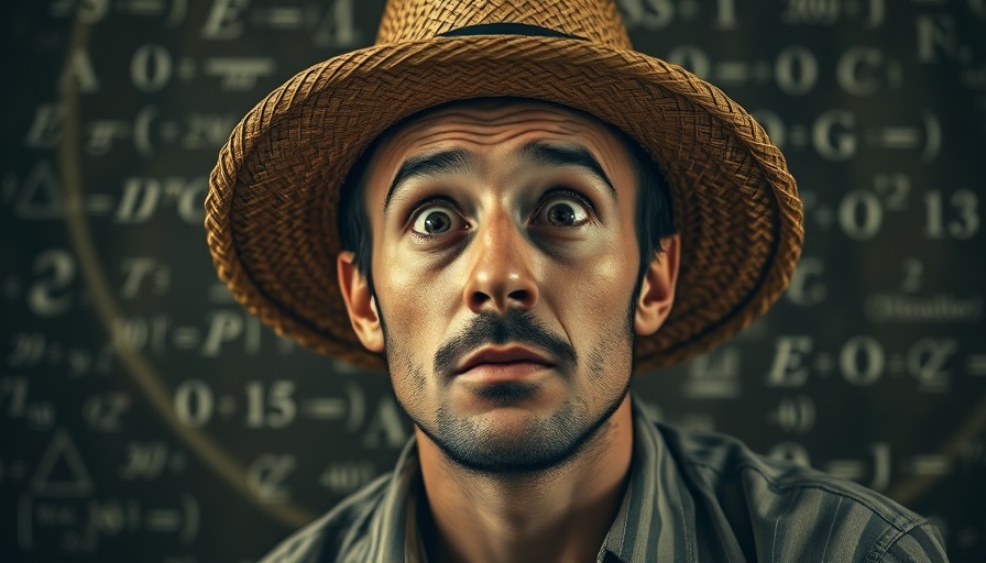 Surprised man discovering hidden income idea, mathematical background.