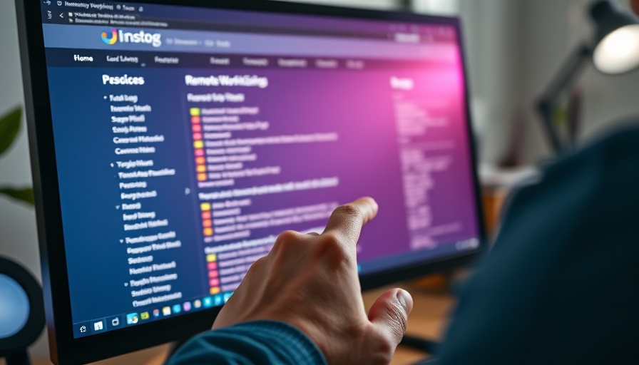 Remote work opportunity search on website with close-up screen.