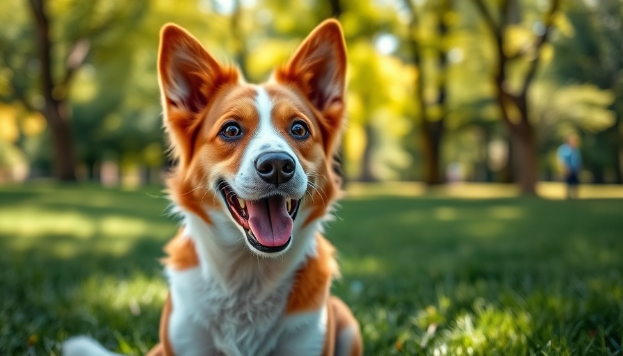 Friendly dog sitting in a park, ideal for dog sitting side hustle.